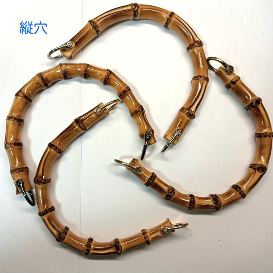 竹製持ち手 Mサイズ　 DIYバンブーハンドル バンブー持ち手手芸  U形 バッグ用 竹製 天然素材  左右の穴/縦穴　バックル付け 手さげタイプ |  | 14