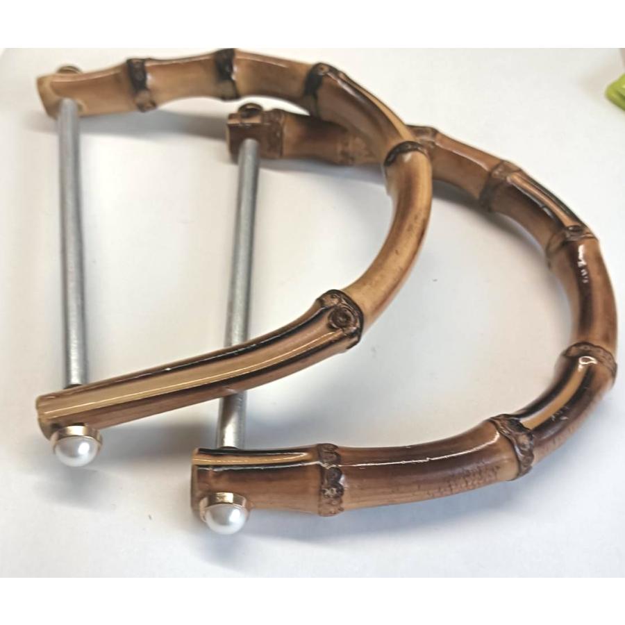 竹製持ち手 ２本１組　M/Sサイズ 金属棒　バンブーハンドル バンブー持ち手手芸  U形 バッグ用 竹製 天然素材 |  | 01