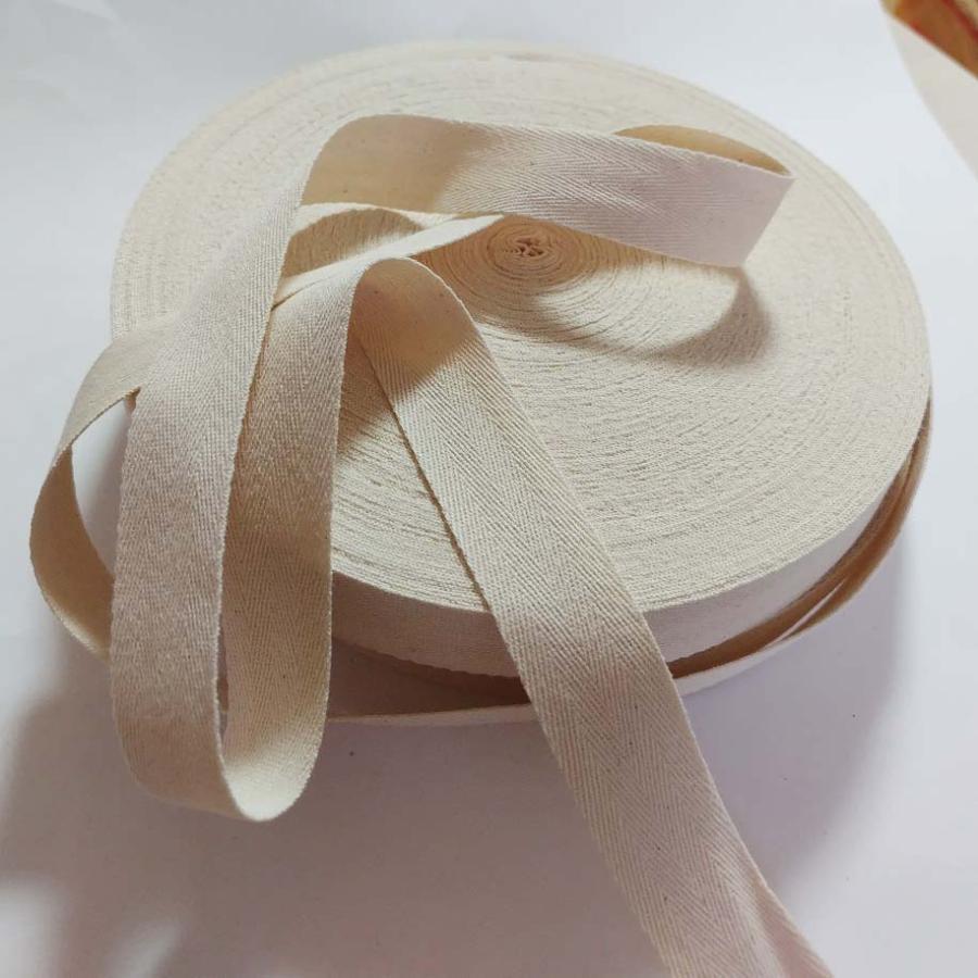 綿テープ 綾織 1mm厚め 幅25mmx50m巻 DIY 手芸材料 生成り 【メール便