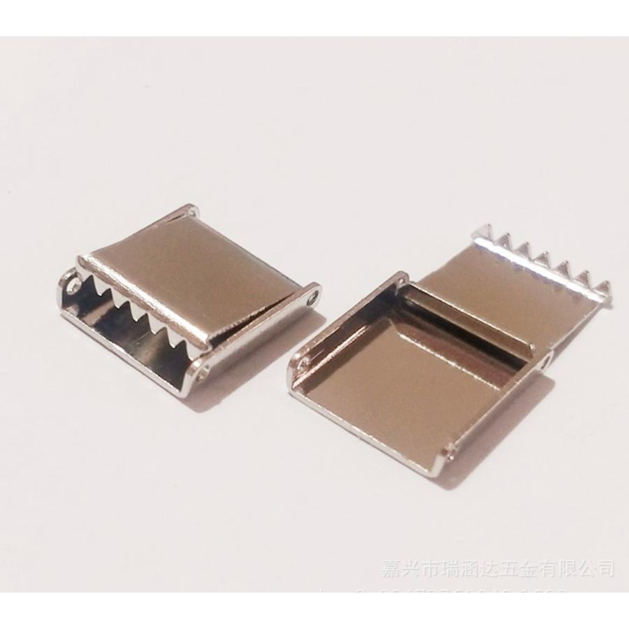 紐止め金具 ワニ口タイプ シルバー 6個入り コードエンド ループ