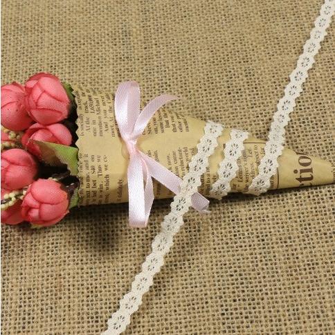 綿レース　リボン　幅0.9cm　5m単位カット売り　DIY　手芸材料　生成り【メール便80mまで】 | 