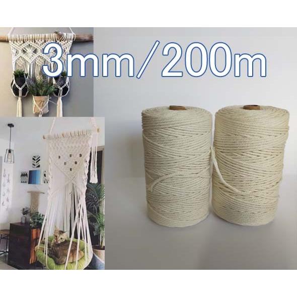 コットンコード　太さ3mm 長さ10ｍ 編み物  生成り　紐　バッグ ハンギング　インテリア　ロープ 綱 ハンドメイド 手芸 手作り  トートバッグ 綿 | 