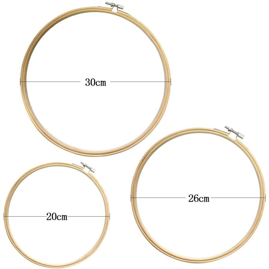 3枚 刺しゅう枠 径cm 26cm 30cm 円形クロスステッチ キルティング用 竹製 刺繍枠 ツール 全品送料無料
