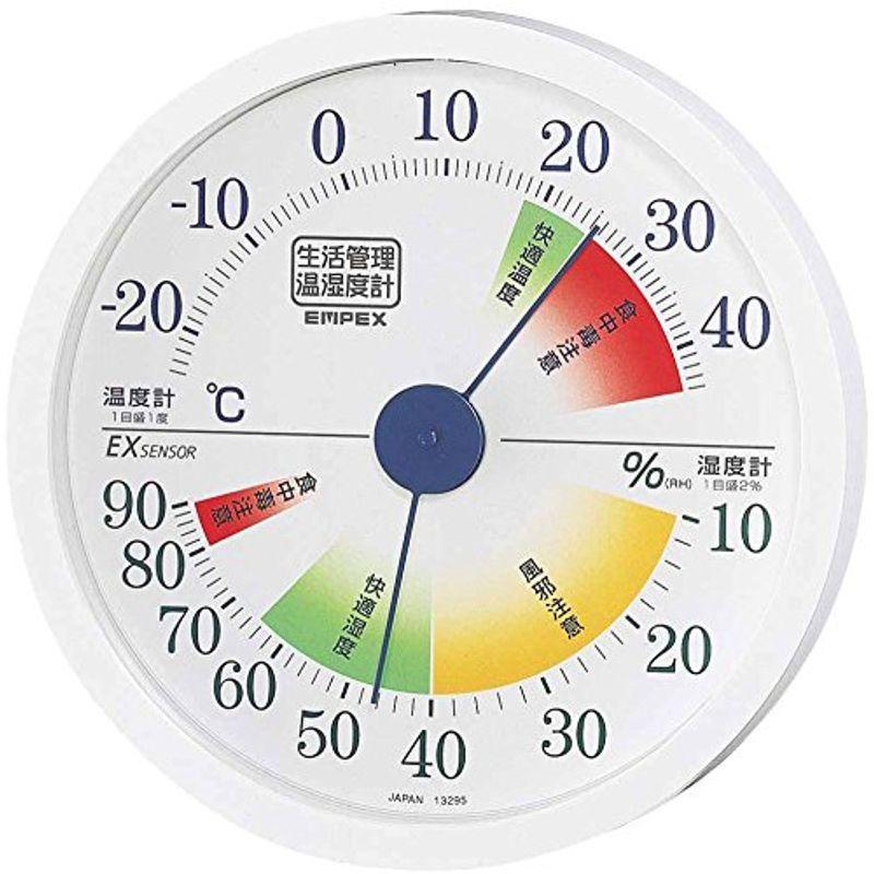 エンペックス気象計 温度湿度計 生活管理温湿度計 壁掛け用 日本製 ホワイト TM-2441 14x14x2.9cm