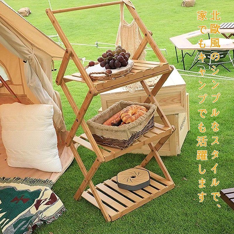 着後レビューで 送料無料 キャンプ アウトドアラック フォールディング ラック 折りたたみ 収納棚 整理棚 天然木製 軽量 3段ラック 幅46cm 炊飯器 キャンプ用 Www Amazingtint Com