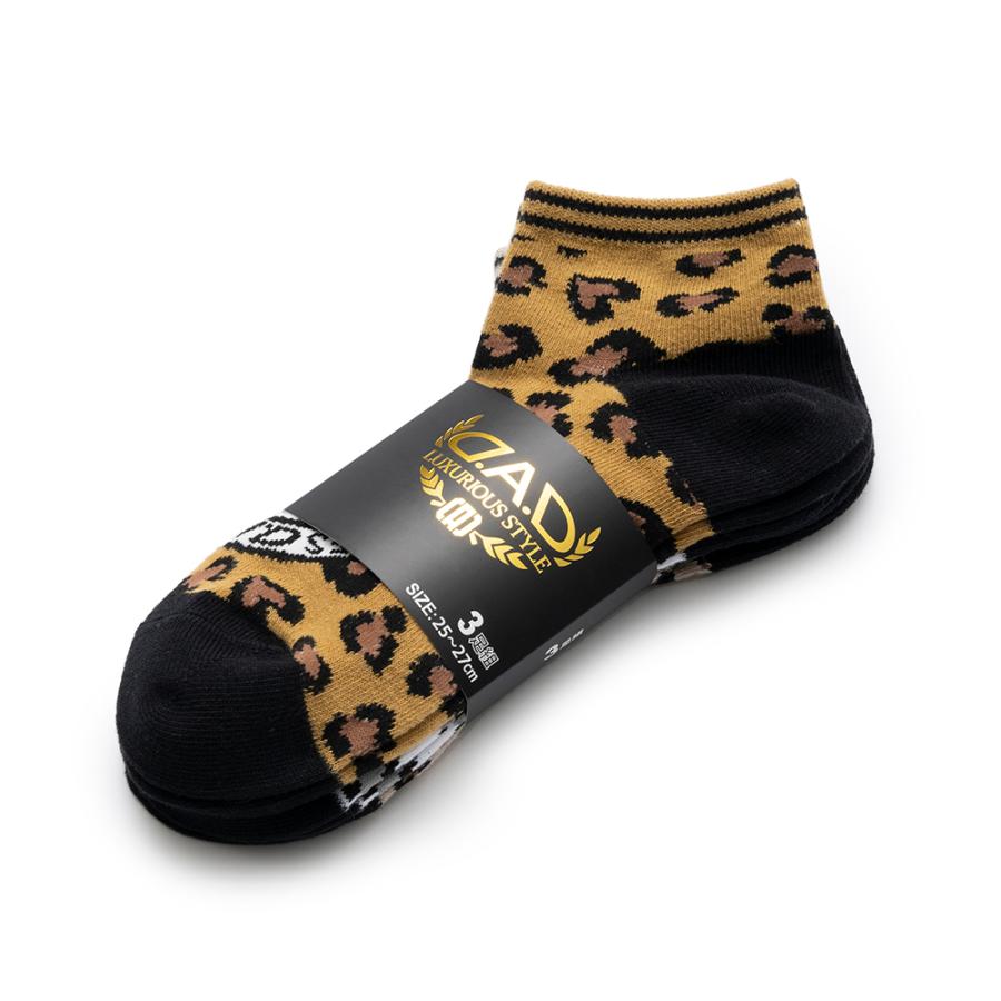 ギャルソン D.A.D ソックス ヒョウ柄×サークルロゴ 3足組 325012-31