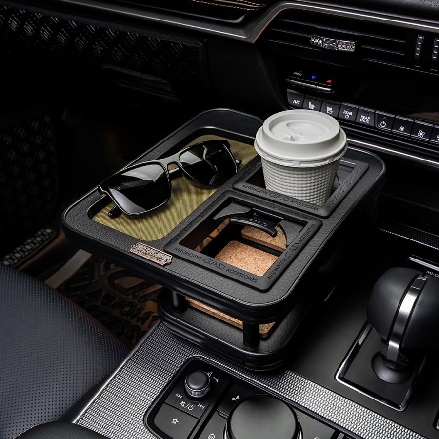 マツダ CX-60、CX-80 KH3P/KH3R3P/KH5P/KH5S3P、KL3P/KL5S3P/KL3R3P  R4/9〜、R6/10〜 MAULBEERE フロントセンターテーブル ブラウン/オリーブ D.A.D GARSON | MAULBEERE | 09