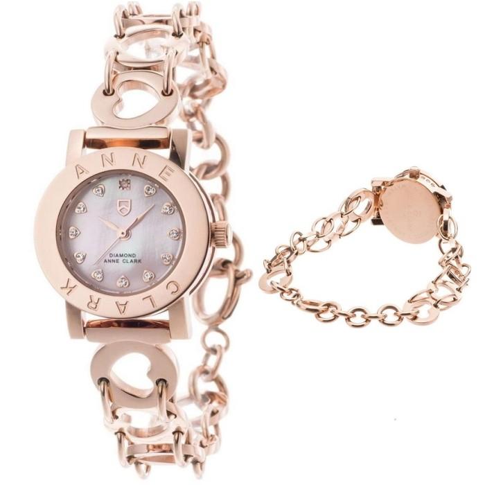 腕時計 レディース 送料無料 ハート アンクラーク ウォッチ ハートブレス 天然シェル文字盤 ダイヤモンド ピンク ピンクゴールド プレゼント ギフト 贈り物