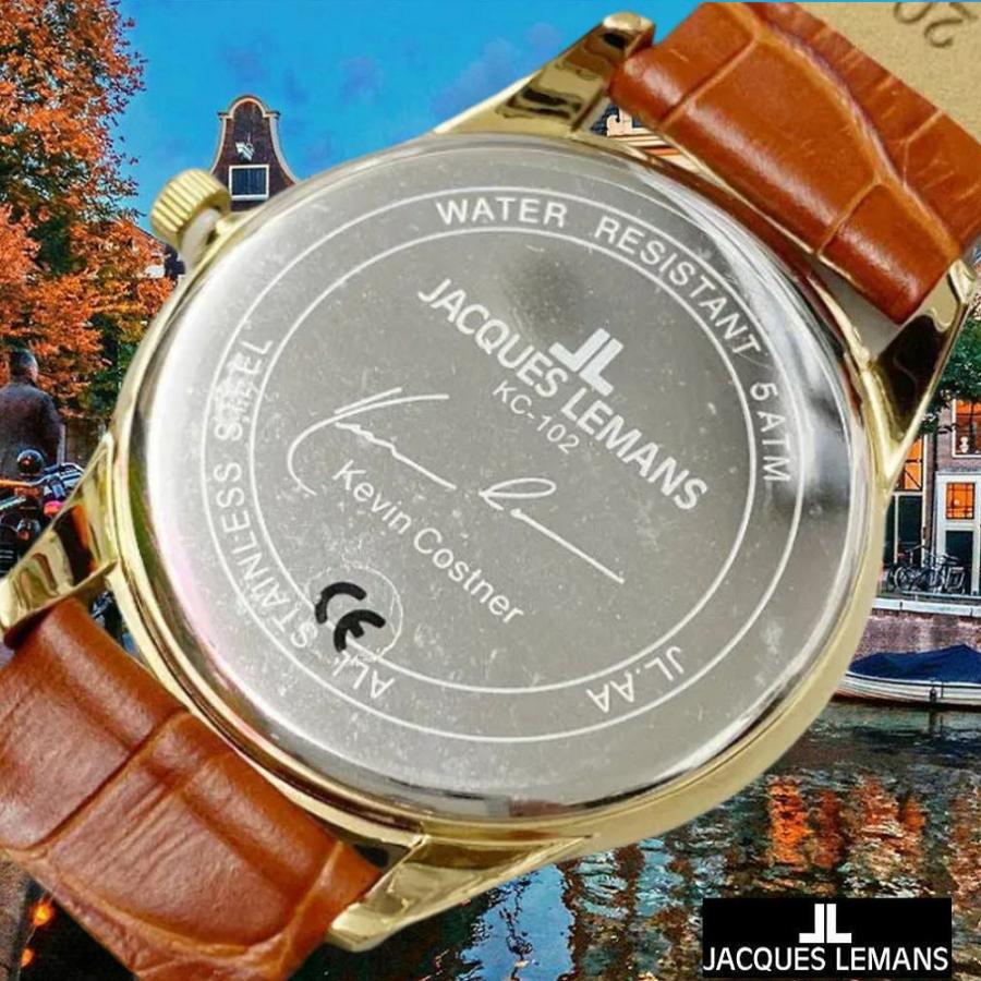 メンズ 腕時計 Jacques Lemans ケビンコスナー・コレクション 国産クォーツ ３針カレンダー 本革ベルト｜dadangel-store｜03