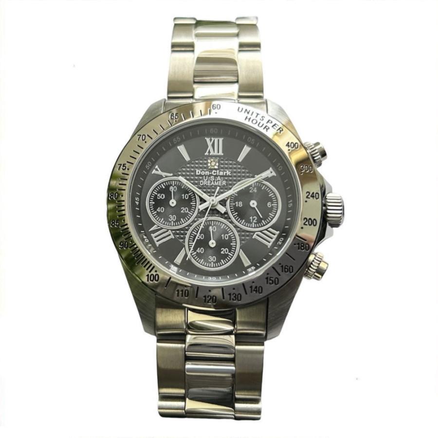 腕時計 メンズ 送料無料  ダンクラーク クロノグラフ S.EPSON(セイコー)製ムーブメント搭載 シルバーローマン文字盤 天然１Ｐダイヤモンド入り | 