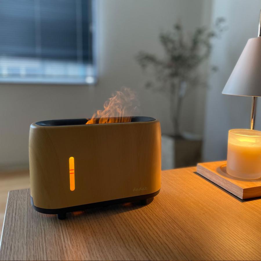 dadaz アロマディフューザー フレイム 卓上 超音波 木目調 精油 アロマ