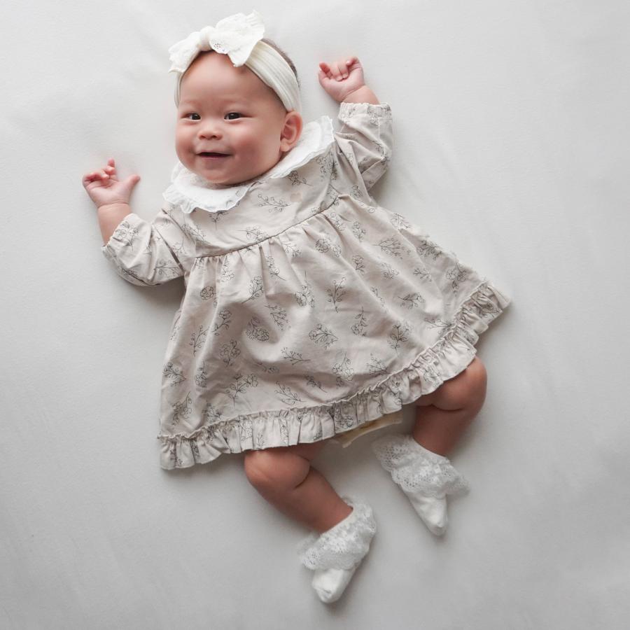 Bebe Organic 花柄ロンパース Bebe Organic 花柄ロンパース 予約商品>BABY 花柄レース