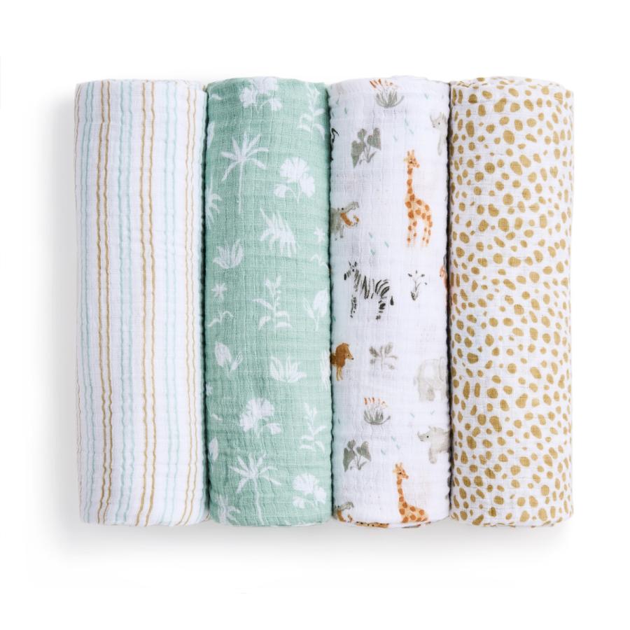 aden + anais essentials エイデンアンドアネイ エッセンシャルズ スワドル | 4枚入り おくるみ 出産準備 出産祝い 赤ちゃん コットンモスリン | aden+anais | 01
