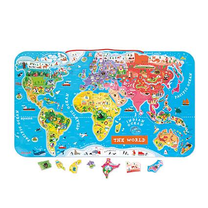 送料無料 Janod ジャノー マグネット ワールドマップ パズル 世界地図 地図 国 勉強 英語 型はめ 知育 知育玩具 子ども キッズ Tyjd