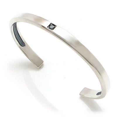 送料無料 ブラックキュービックジルコニア シルバーバングル シンプル カジュアル ブレス オリジナル ハンドメイド ブランド DAgDART ダグダート DB-140BCZ | 