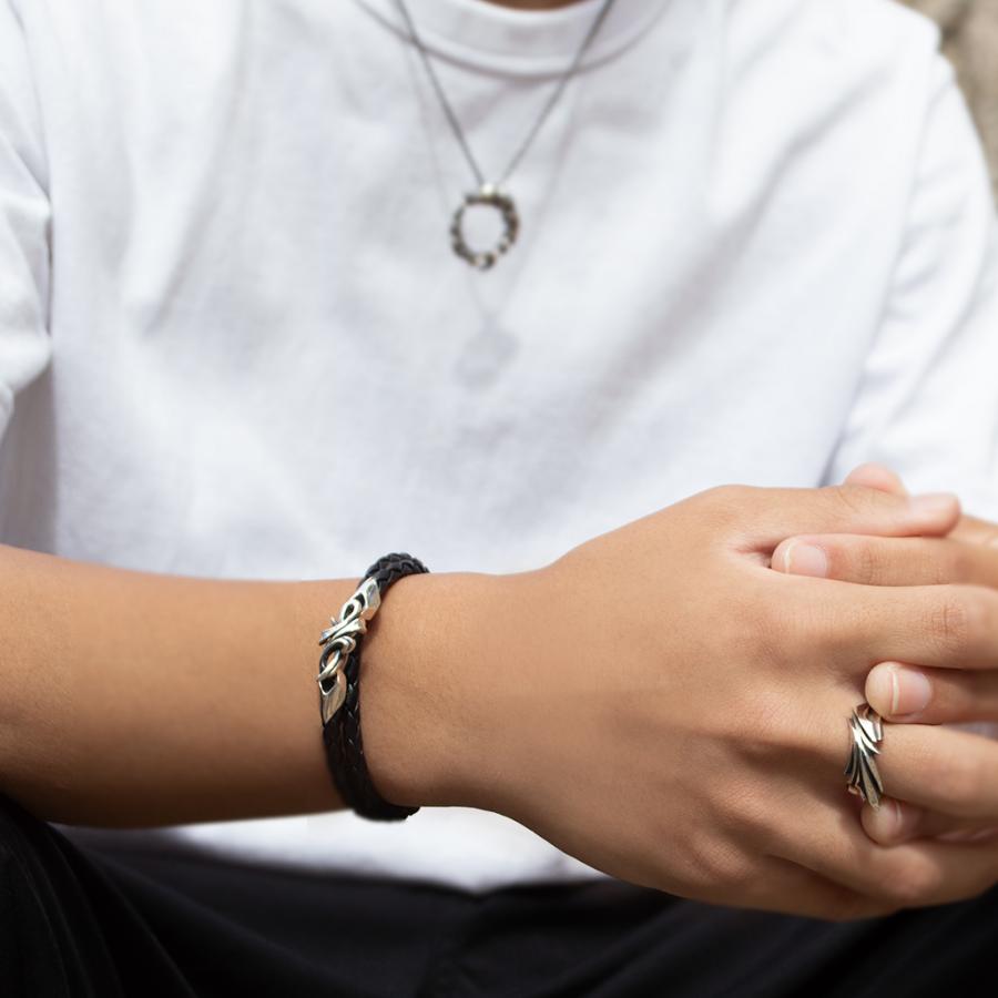 ブレスレット レザー 網革 シルバー925 人気 プレゼント シンプル