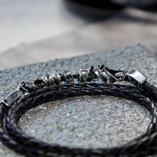 ブレスレット 送料無料 編革 本革 レザー シンプル カジュアル