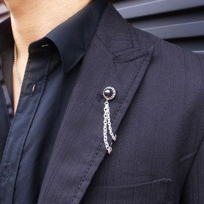 送料無料 ラペルピン スーツ シルバー 真珠 パール メンズ