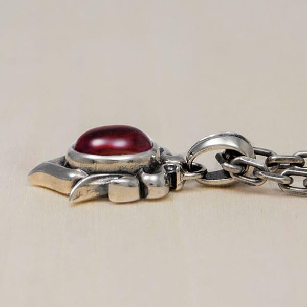 ガーネット 花冠 ペンダント ネックレス シルバー925 メンズ