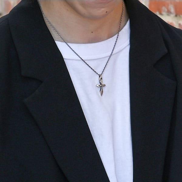 送料無料 ペアネックレス クロス シルバー ペンダント 銀製 シンプル