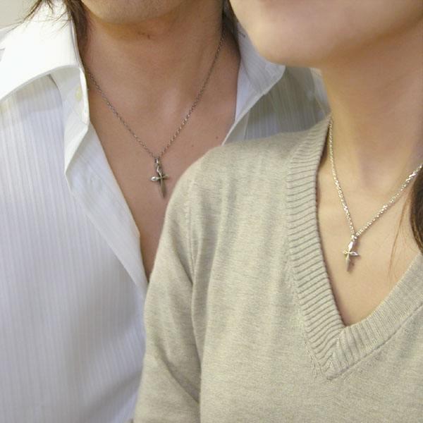 送料無料 ペアネックレス クロス シルバー ペンダント 銀製 シンプル