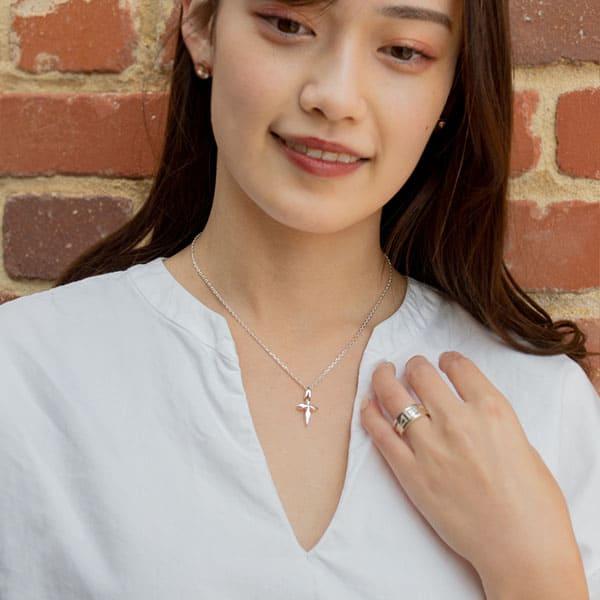 送料無料 ペアネックレス クロス シルバー ペンダント 銀製