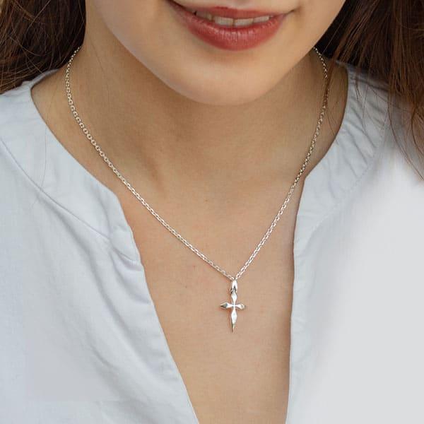 送料無料 ペアネックレス クロス シルバー ペンダント 銀製 シンプル