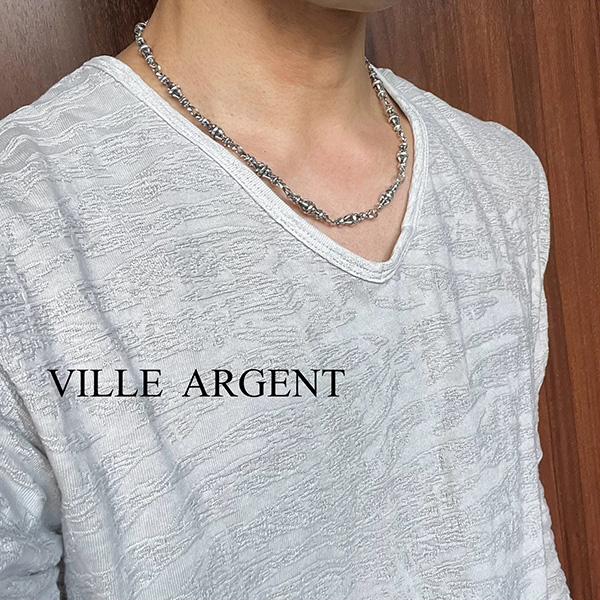 [送料無料]ブランド【VILLE　ARGENT（ヴィルアルジャン）】オリジナルシルバーデザインチェーンネックレス メンズ VT-031の画像