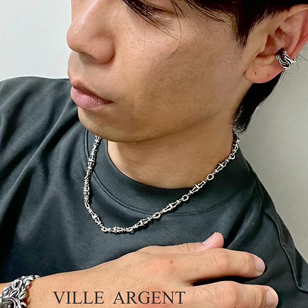 [送料無料]ブランド【VILLE　ARGENT（ヴィルアルジャン）】オリジナルシルバーデザインチェーンネックレス メンズ VT-031の画像