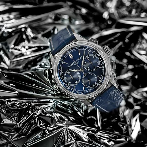 【フレデリックコンスタント】　腕時計　クロノグラフ　黒文字盤　メンズ FREDERIQUE CONSTANT フレデリック コンスタント フライバック