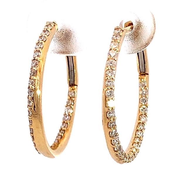 240720）ダイヤモンド フープピアス 18k 両耳 1ペア レディース