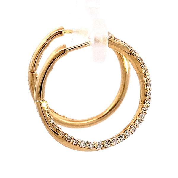 240720）ダイヤモンド フープピアス 18k 両耳 1ペア レディース