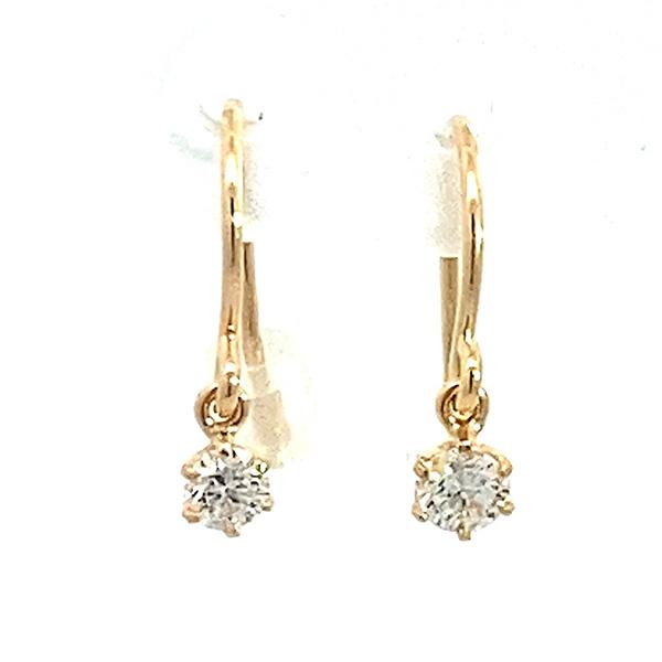 248056）天然ダイヤモンドピアス 0.1ct K18 一粒 ピアス フック
