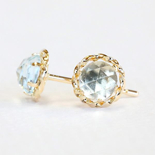 k18 ブルートパーズ ローズカットピアス0.45ct 267033） ローズカット ブルートパーズ ピアス K18 pierce