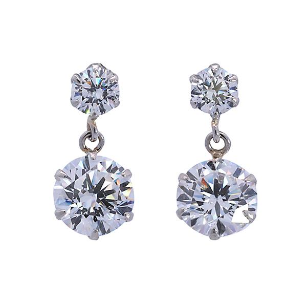 267245）プラチナピアス PT キュービック スタッドピアス CZ
