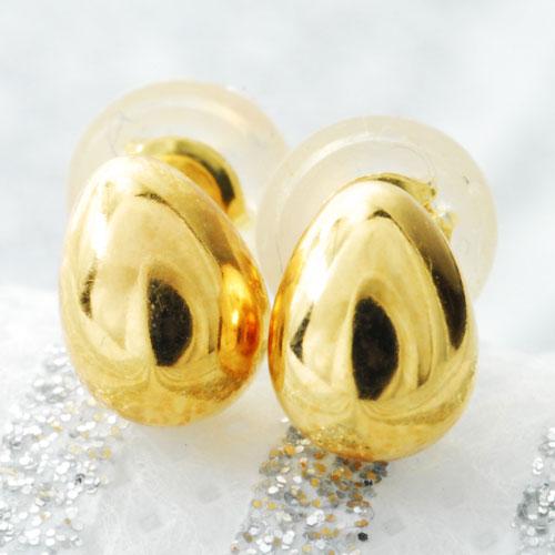 （pe127331-1）18ゴールドのコロンとした6mmたまご型ピアス スタッドピアスK18 18K  18金 | ブランド登録なし