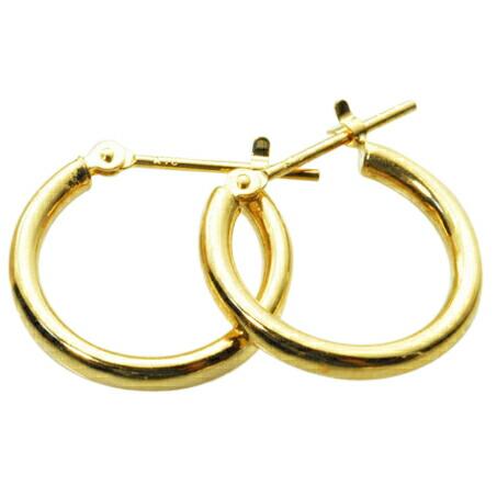 pe155891）地金ピアス 輪っかフープピアス18k 2mm×15mm K18