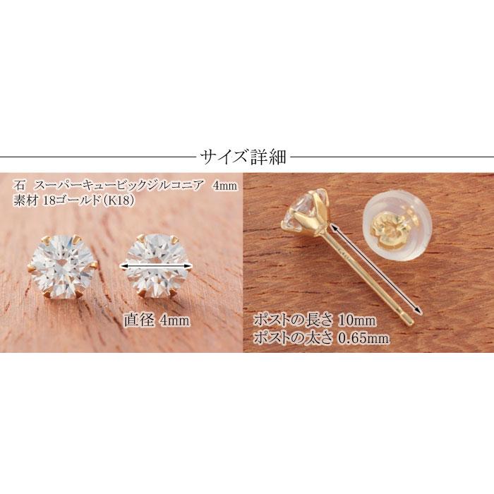 pe161025）k18ゴールド 4mm キュービックジルコニア スタッド ピアス