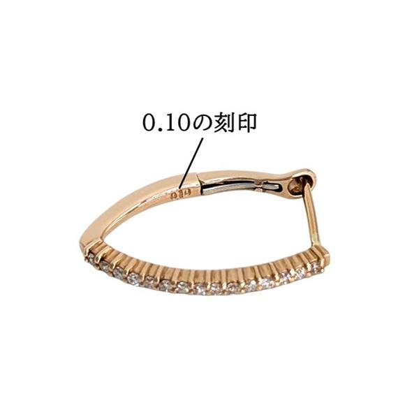 ダイヤモンドピアス V字 デザインフープピアス 18金 ゴールド レディース 両耳 バネキャッチ 4月 誕生石 お洒落 華やか 輪っか ...