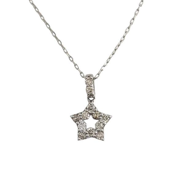 スター 星 ネックレス 小さめ 上品 プラチナ ダイヤモンド 0.10ct 