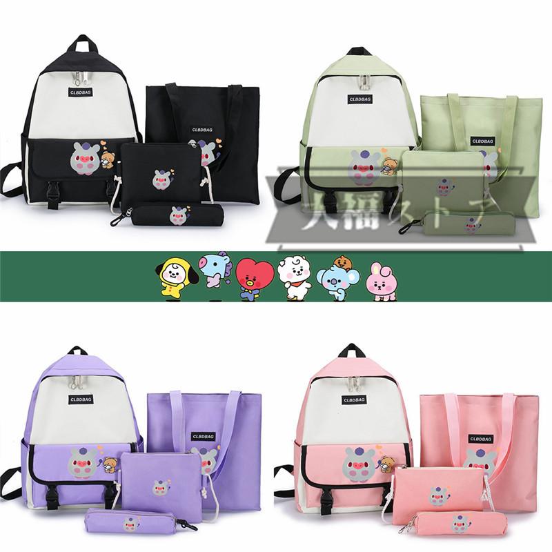 防弾少年団バッグ 4点セット Bts Mang リュック おしゃれ 可愛い 通学 子供 大容量 ショルダー 帆布 軽量 Bt 21 ペンケース エコバッグ トート シンプル Zryukku25 大福ストア 通販 Yahoo ショッピング
