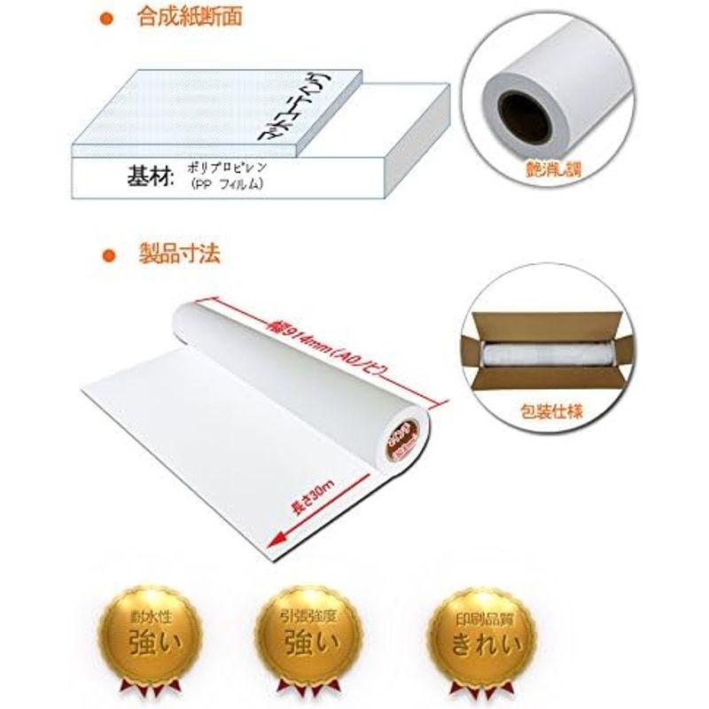 BBEST　マット合成紙　914mm(A0ノビ)×30ｍ　1本入　厚0.205mm　インクジェットロール紙