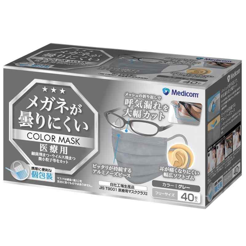 [メディコムジャパン] メガネが曇りにくいマスク 40枚入 グレー JMK200698 | 