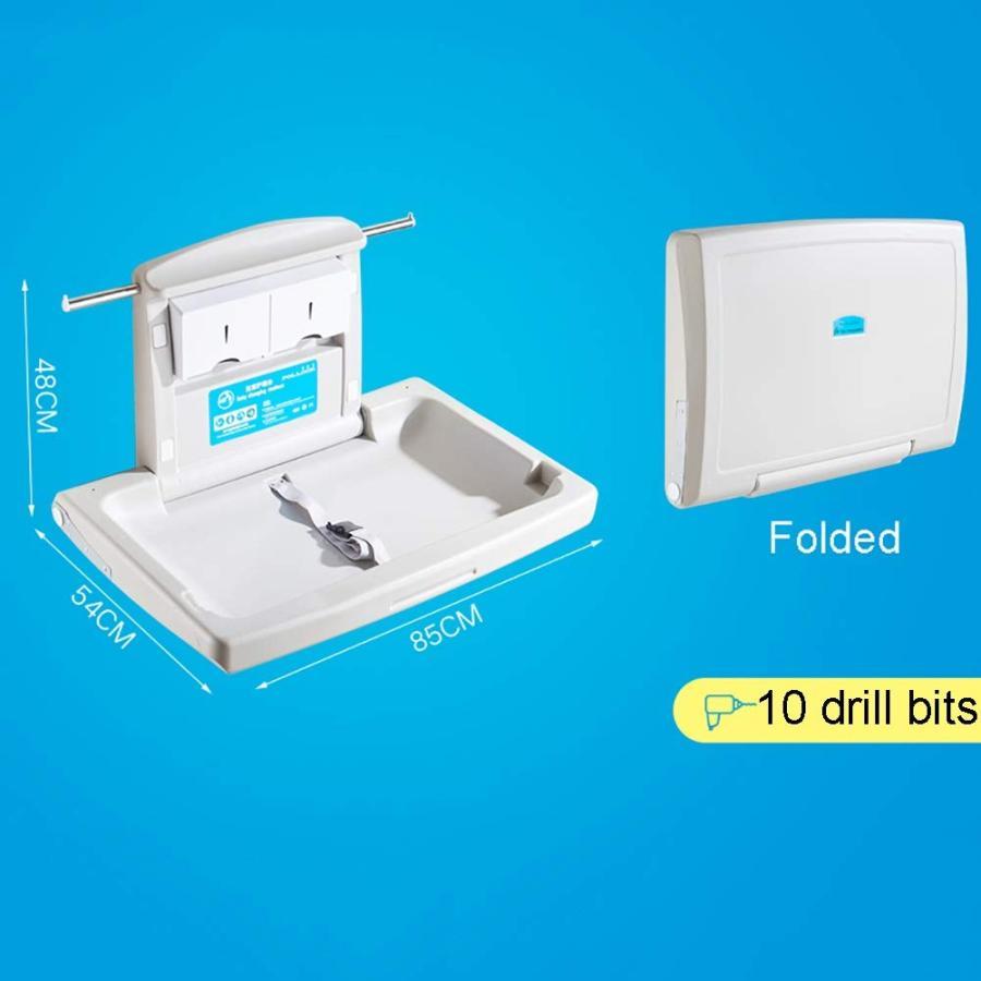 おむつ交換台 壁掛け - 商業トイレ、20 kgの負荷のための安全ストラップ付き横置き折りたたみ式おむつ交換台 おむつ交換台 壁掛け 商業トイレ kgの負荷のための安全ストラップ付き横置き折りたたみ式おむつ交換台