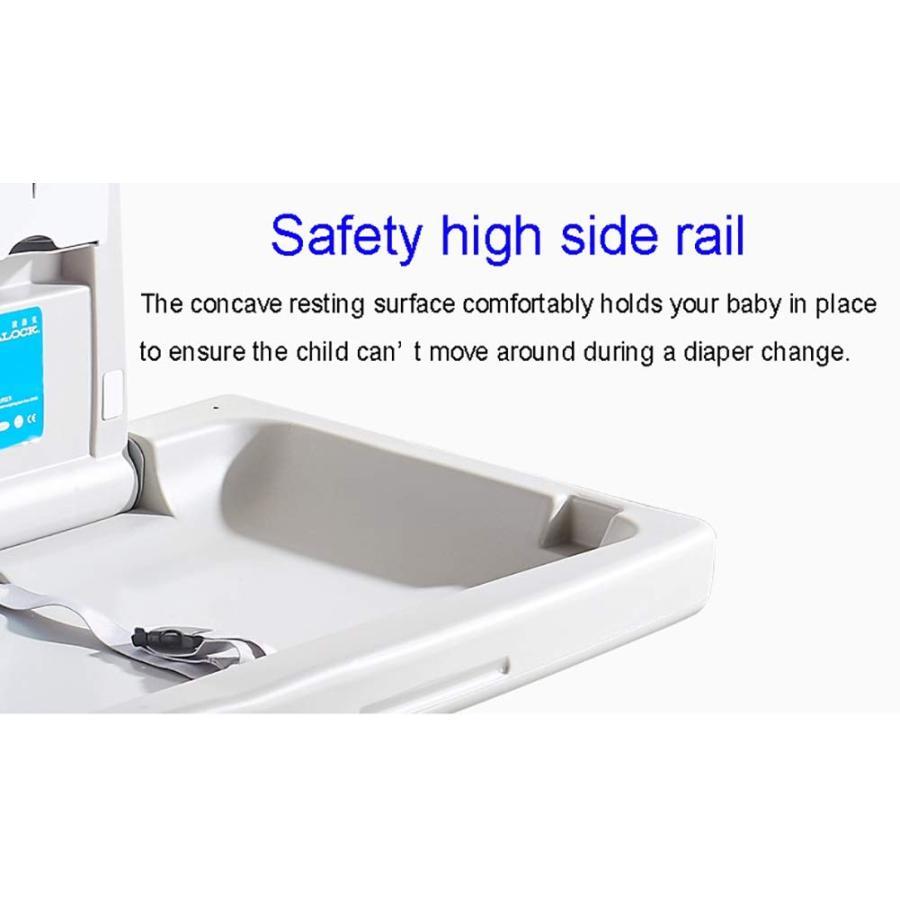 おむつ交換台 壁掛け - 商業トイレ、20 kgの負荷のための安全ストラップ付き横置き折りたたみ式おむつ交換台 おむつ交換台 壁掛け 商業トイレ kgの負荷のための安全ストラップ付き横置き折りたたみ式おむつ交換台