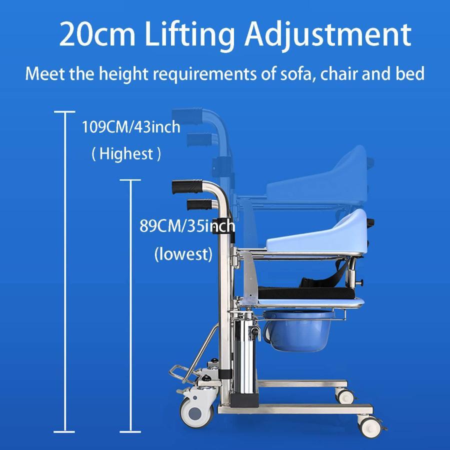 患者リフト 患者リフト、ポータブル移送リフター 180°分割シート付き多機能シャワーチェア、家庭用ポータブル輸送車椅子ベッドサイド便器椅子 患者リフト