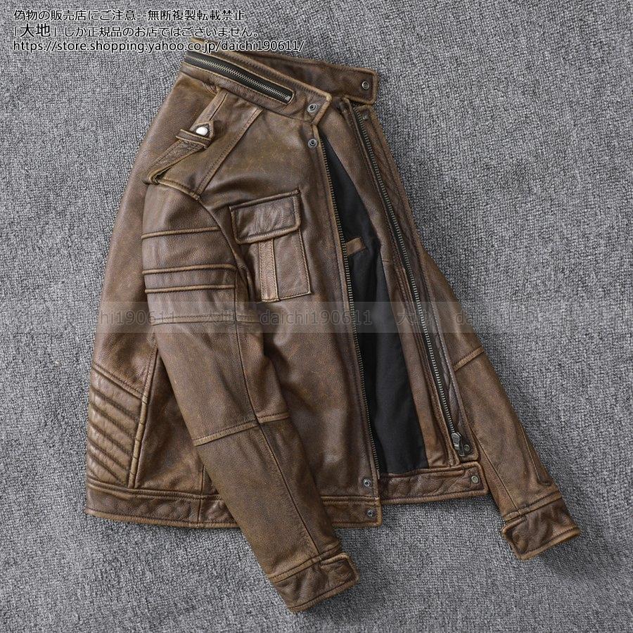 レザージャケット メンズ 革ジャン 本革 バイク ライダース 牛革 シングル ショート スリムタイプ 細身 ブランド ジャケット ミリタリー レザーコート 普段着