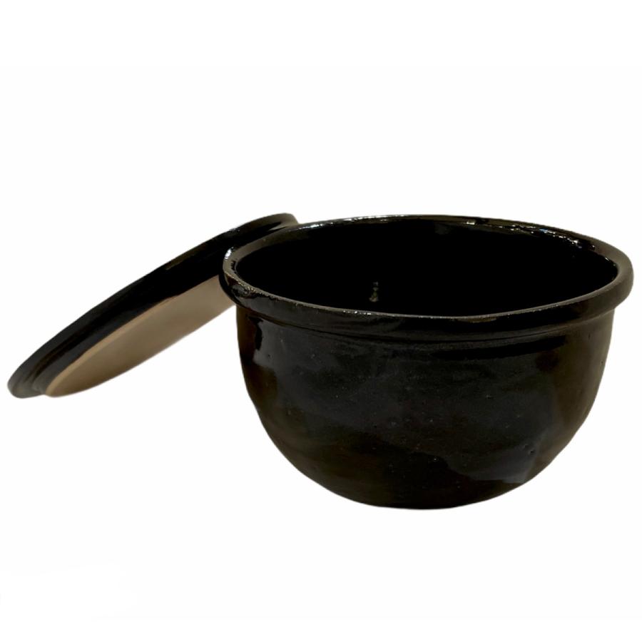 ナカシマ 万古焼 耐熱茶碗型おひつ(ブラック) おひつ 約径11.5×高5.8?、蓋 約径12.3×高1.0?