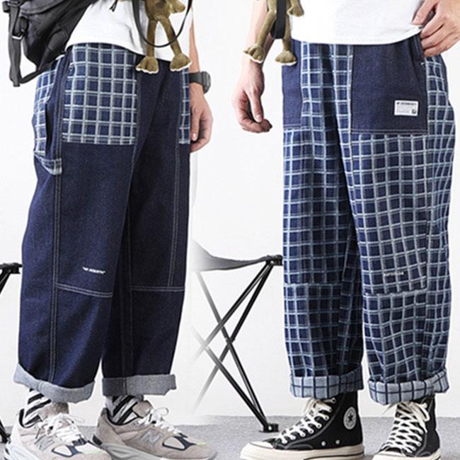 デニムパンツ メンズ ワイドパンツ ジーンズ ストライプ レディース 大きいサイズ ストレート 長ズボン 春夏 韓国