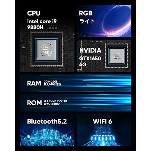 新入荷!!【日本未発売】 TOPGRO ゲーミングPC ミニpc NVIDIA GTX1650搭載 第9世代 Core i9-9880H (8コア/16Threads 最大4.8GHz) メモリ DDR4 32GB/1TB NVMe SSD WiFi 【RIZ2557566801】(89743円)